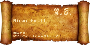 Miron Berill névjegykártya